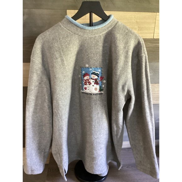 croft & barrow Tops - Craft & Barrow Sport Fleece Snowman Sweatshirt Large Grey